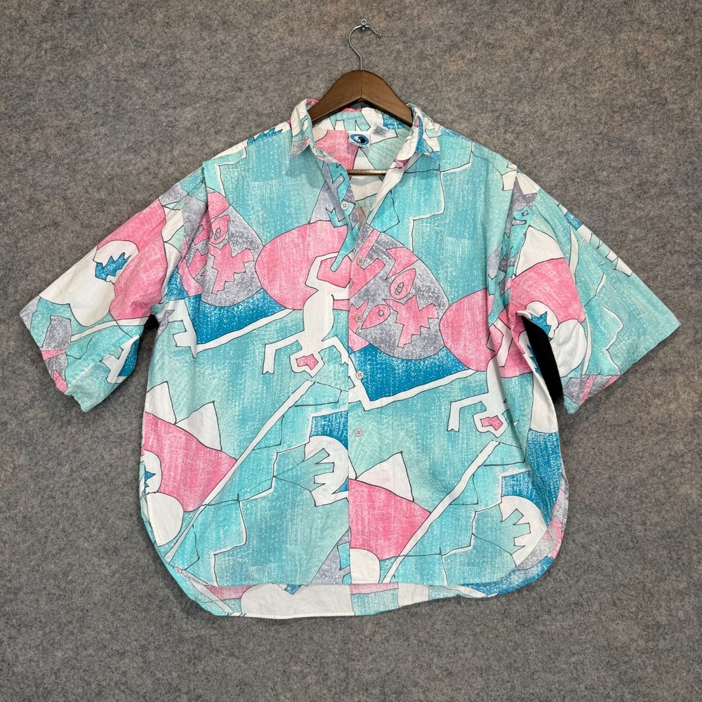 Vintage T&C Surf Designs Gecko Hawaiian Shirt Mens Large Aloha Beach 80s Rare